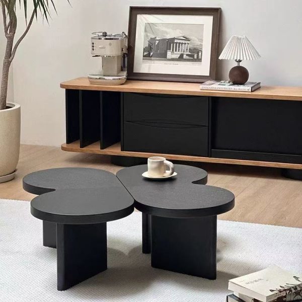 Traditional French Splicing Butterfly Rubber Wood Coffee Table 1 - Tier For Living Room