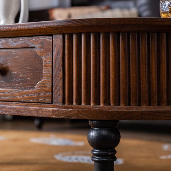 Traditional French Rectangle Cube Pine Solid Wood Coffee Table 2 - Drawer For Living Room - Image 15