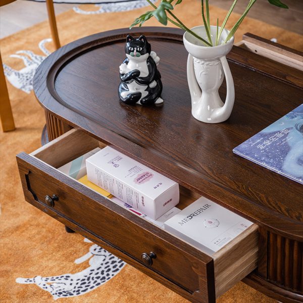 Traditional French Rectangle Cube Pine Solid Wood Coffee Table 2 - Drawer For Living Room - Image 18