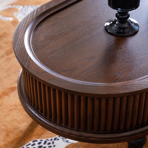 Traditional French Rectangle Cube Pine Solid Wood Coffee Table 2 - Drawer For Living Room - Image 12