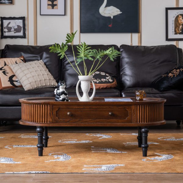 Traditional French Rectangle Cube Pine Solid Wood Coffee Table 2 - Drawer For Living Room - Image 25