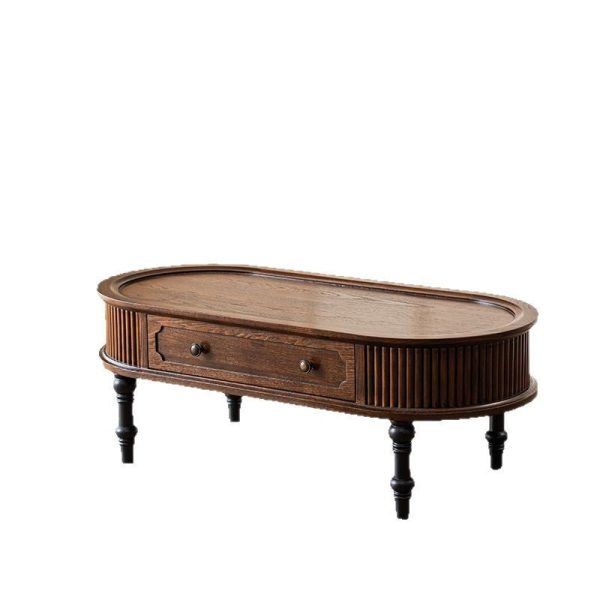 Traditional French Rectangle Cube Pine Solid Wood Coffee Table 2 - Drawer For Living Room - Image 30
