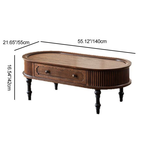 Traditional French Rectangle Cube Pine Solid Wood Coffee Table 2 - Drawer For Living Room - Image 7