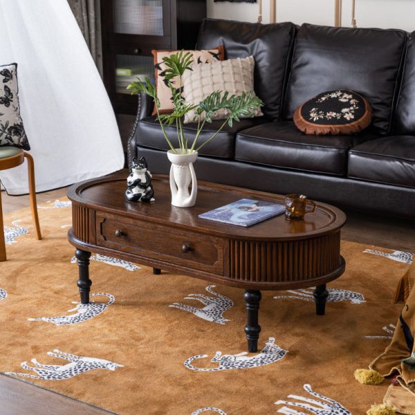 Traditional French Rectangle Cube Pine Solid Wood Coffee Table 2 - Drawer For Living Room - Image 27