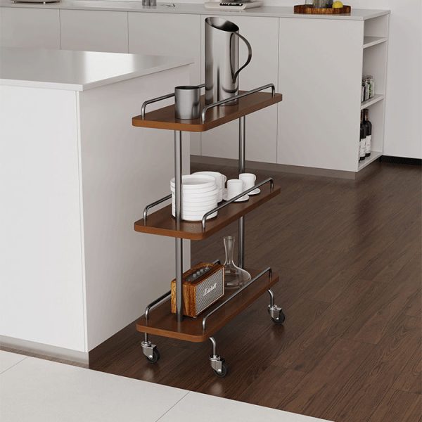 Contemporary Scandinavian Rectangle Artificial Board Painted Metal Side Table 3 - Tier For Dining Room