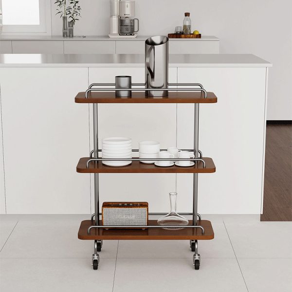 Contemporary Scandinavian Rectangle Artificial Board Painted Metal Side Table 3 - Tier For Dining Room - Image 3