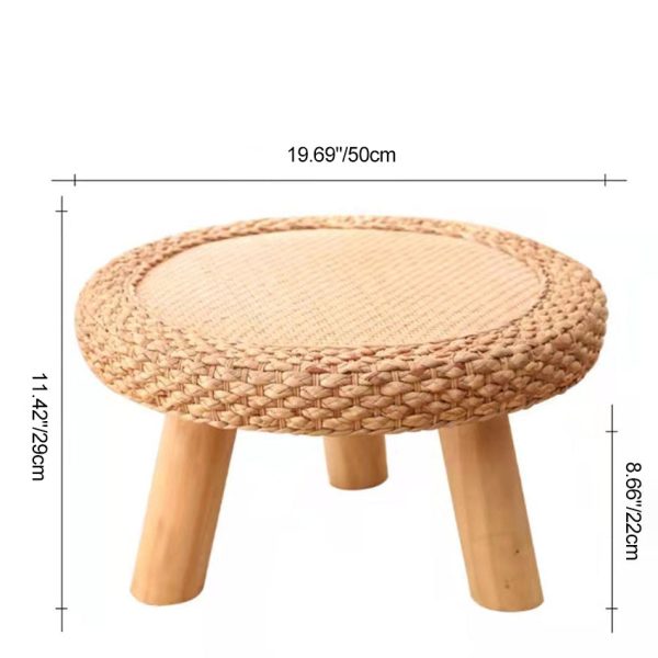Traditional Japanese Round Rectangle Cottonwood Rattan Coffee Table 1 - Tier For Dining Room - Image 4