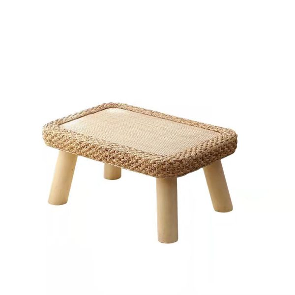 Traditional Japanese Round Rectangle Cottonwood Rattan Coffee Table 1 - Tier For Dining Room - Image 17