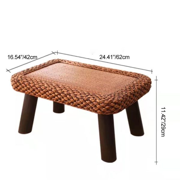 Traditional Japanese Round Rectangle Cottonwood Rattan Coffee Table 1 - Tier For Dining Room - Image 5