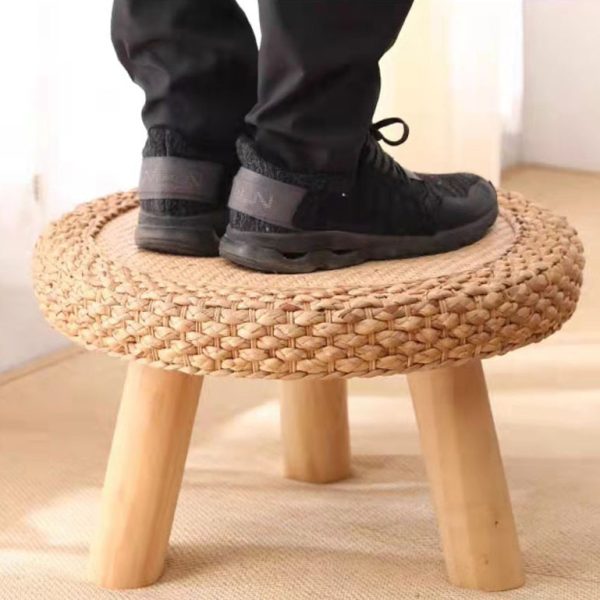 Traditional Japanese Round Rectangle Cottonwood Rattan Coffee Table 1 - Tier For Dining Room - Image 10