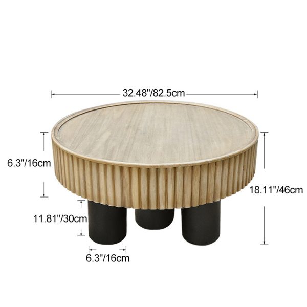 Contemporary Nordic Round Cylinder Medium Density Fiberboard Solid Wood Coffee Table 1 - Tier For Living Room - Image 5