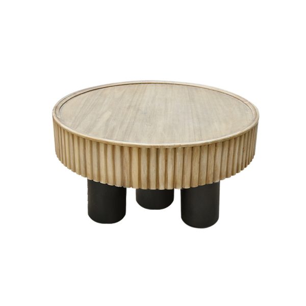 Contemporary Nordic Round Cylinder Medium Density Fiberboard Solid Wood Coffee Table 1 - Tier For Living Room - Image 21