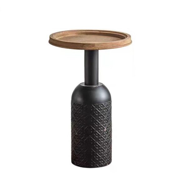 Traditional Rustic Round Cylinder Iron Samarium Side Table 1 - Tray For Living Room - Image 7
