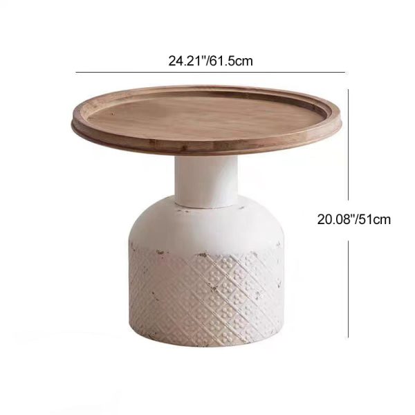 Traditional Rustic Round Cylinder Iron Samarium Side Table 1 - Tray For Living Room - Image 5