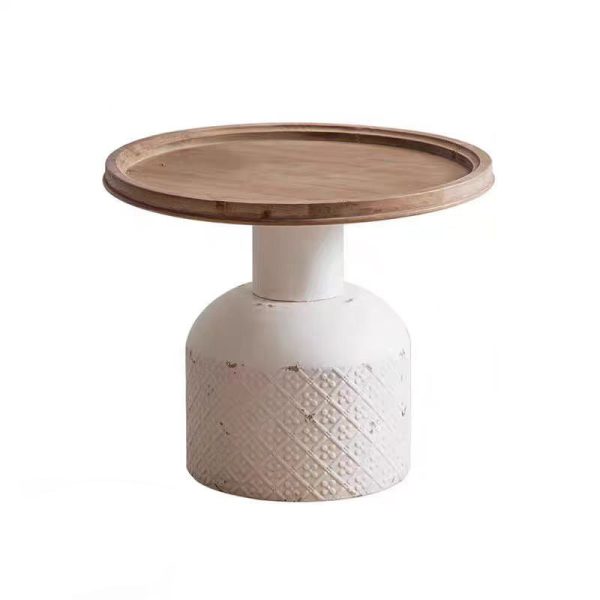 Traditional Rustic Round Cylinder Iron Samarium Side Table 1 - Tray For Living Room - Image 8