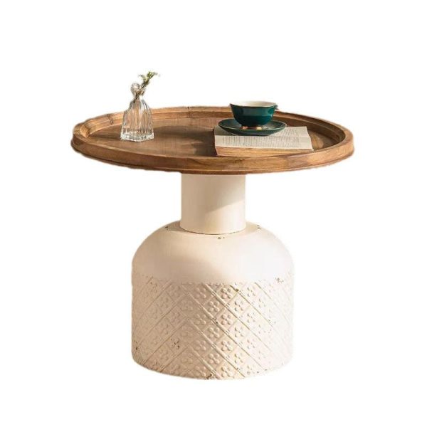 Traditional Rustic Round Cylinder Iron Samarium Side Table 1 - Tray For Living Room - Image 9