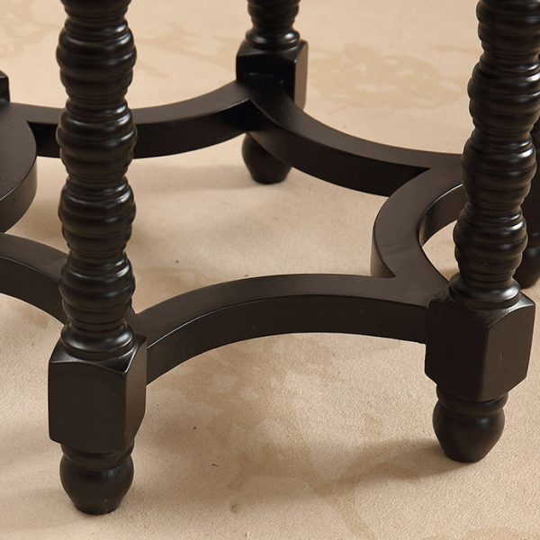 Traditional French Round Spiral Legs Oak Solid Wood Coffee Table 1 - Tier For Living Room - Image 9