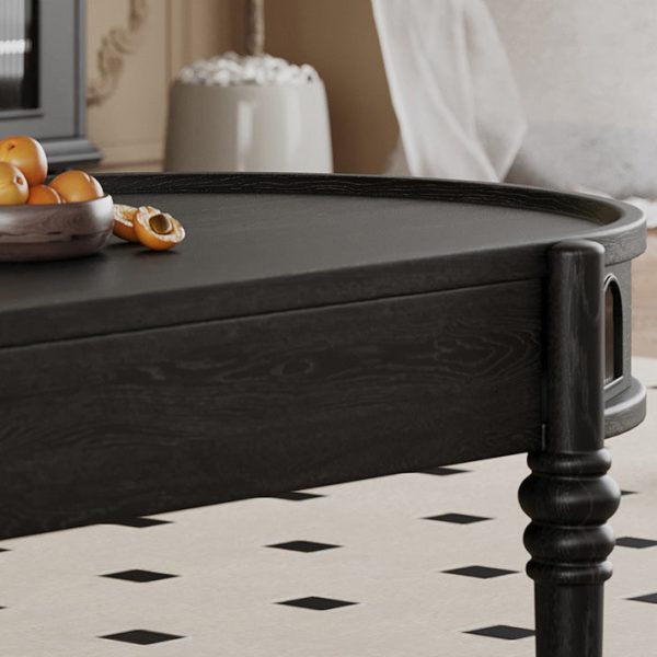 Traditional French Rectangle Cube Glass Solid Wood Coffee Table 1 - Drawer For Living Room - Image 9