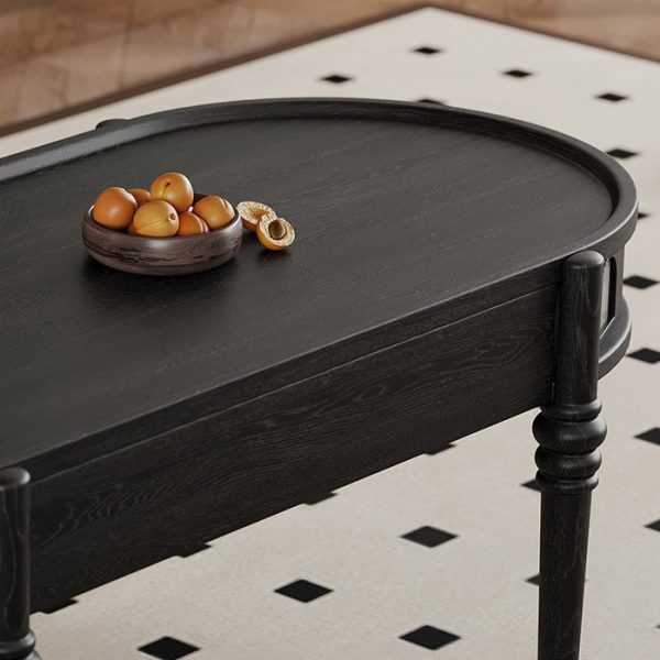 Traditional French Rectangle Cube Glass Solid Wood Coffee Table 1 - Drawer For Living Room - Image 10