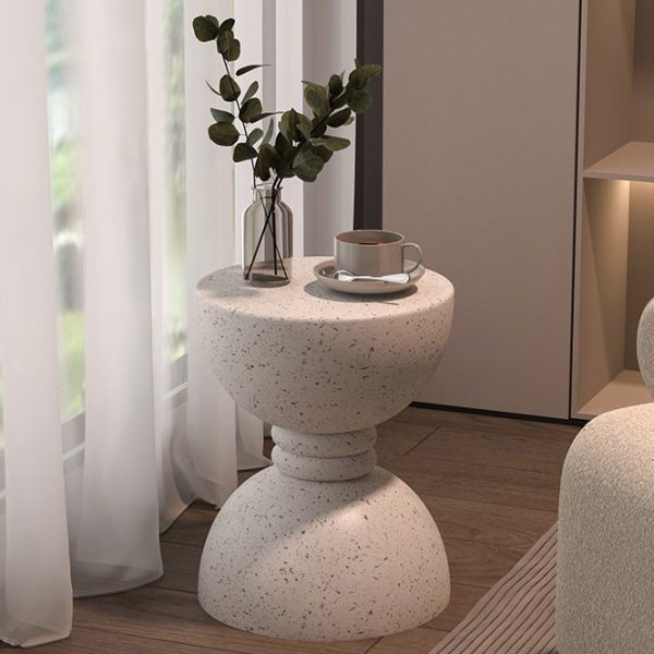 Contemporary Nordic Hourglass Magnesium Oxide Side Table 1 - Tier For Living Room - Image 8