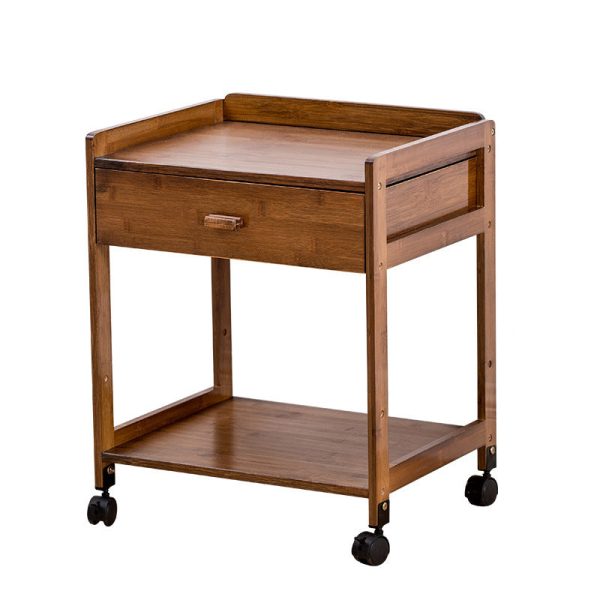 Traditional Japanese Square Phyllostachys Edulis Hardware Side Table 1/2 - Drawer For Living Room - Image 11