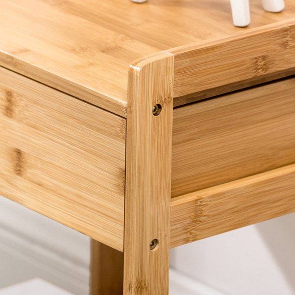 Traditional Japanese Square Phyllostachys Edulis Hardware Side Table 1/2 - Drawer For Living Room - Image 8