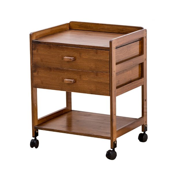 Traditional Japanese Square Phyllostachys Edulis Hardware Side Table 1/2 - Drawer For Living Room - Image 13