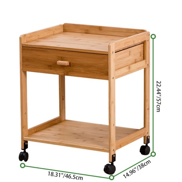 Traditional Japanese Square Phyllostachys Edulis Hardware Side Table 1/2 - Drawer For Living Room - Image 4