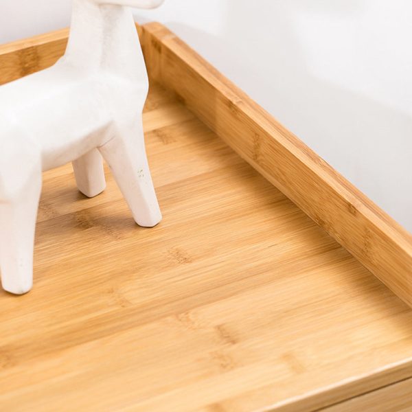 Traditional Japanese Square Phyllostachys Edulis Hardware Side Table 1/2 - Drawer For Living Room - Image 7