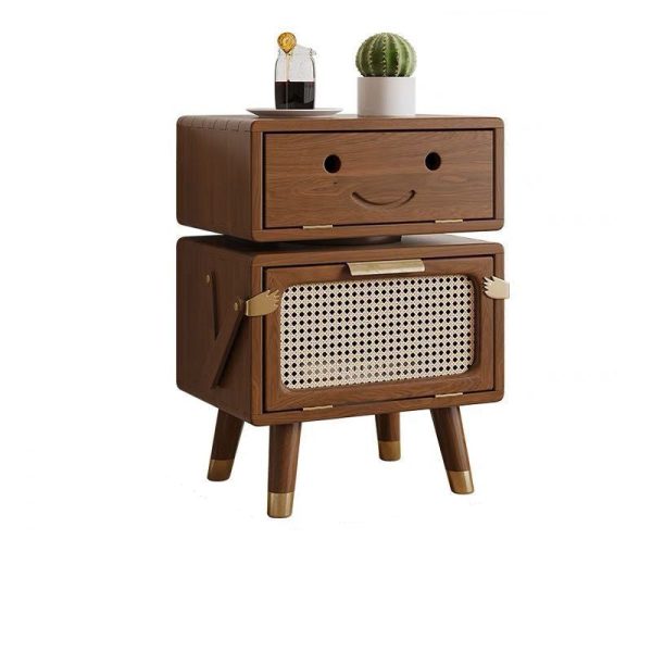 Contemporary Creative Rotatable Kids Robot Rectangular Cubic Ash Rattan Hardware Nightstand 2 - Cabinet For Bedroom - Image 14