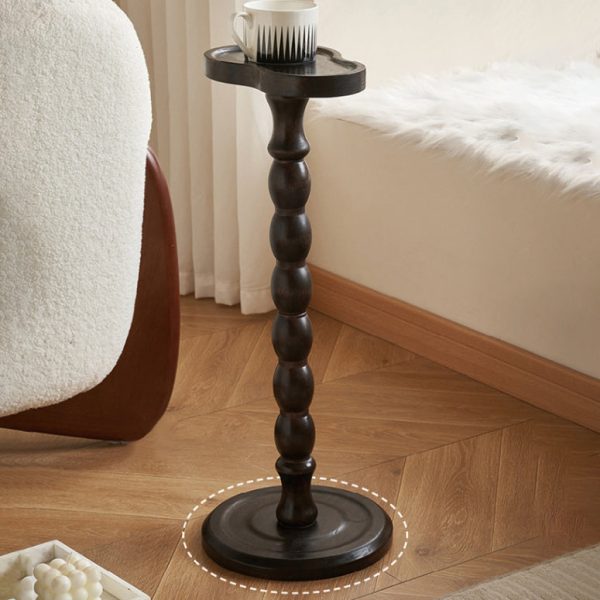 Contemporary Retro Gourd Spiral Rubber Wood Side Table 1 - Tray For Living Room - Image 10