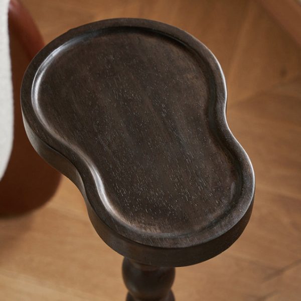 Contemporary Retro Gourd Spiral Rubber Wood Side Table 1 - Tray For Living Room - Image 7