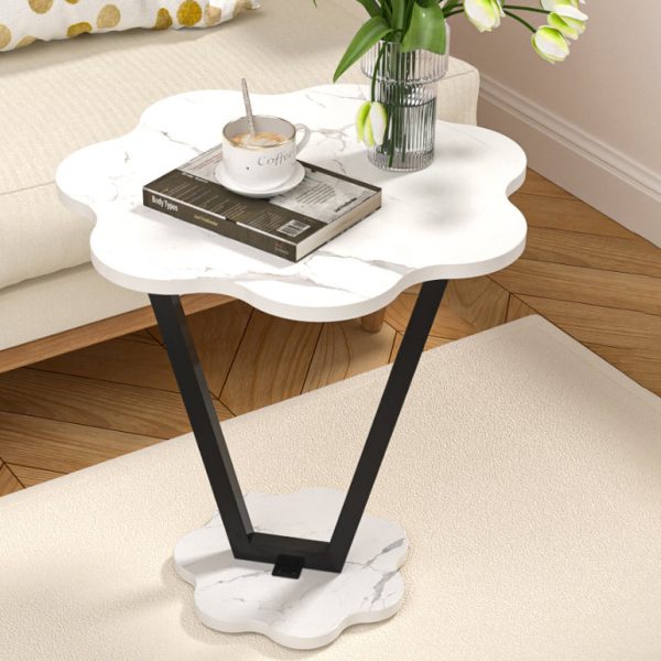Contemporary Simplicity Flowers Density Board Painted Steel Pipe Side Table 2 - Tier For Bedroom - Image 8