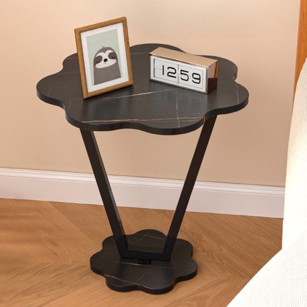 Contemporary Simplicity Flowers Density Board Painted Steel Pipe Side Table 2 - Tier For Bedroom - Image 3