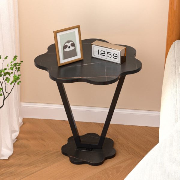 Contemporary Simplicity Flowers Density Board Painted Steel Pipe Side Table 2 - Tier For Bedroom - Image 9