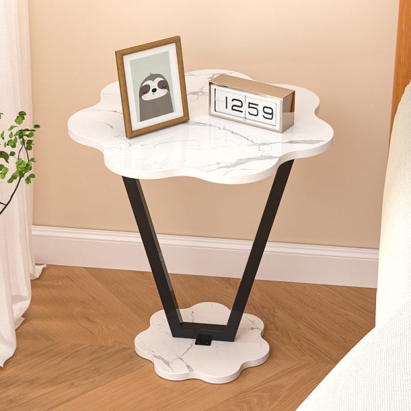 Contemporary Simplicity Flowers Density Board Painted Steel Pipe Side Table 2 - Tier For Bedroom - Image 2