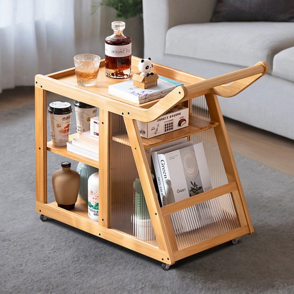 Contemporary Simplicity Right-angled Trapezoid Bamboo Acrylic Side Table 3 - Tier For Living Room