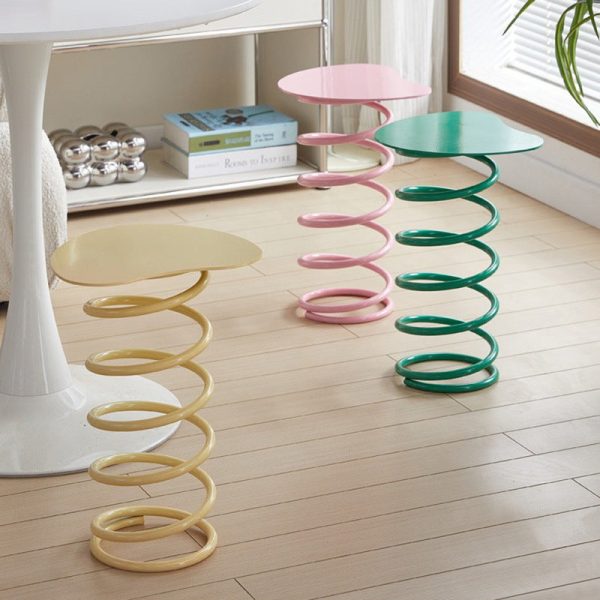 Contemporary Creative Spring Shape Full Iron Side Table 1 - Tier For Living Room - Image 14