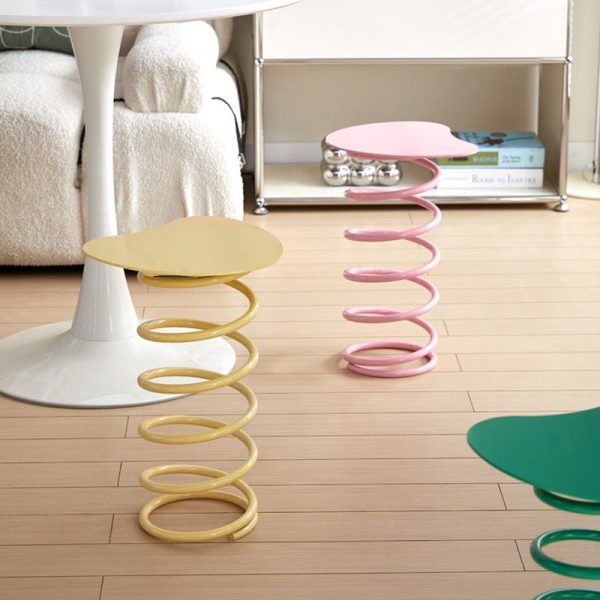 Contemporary Creative Spring Shape Full Iron Side Table 1 - Tier For Living Room - Image 10