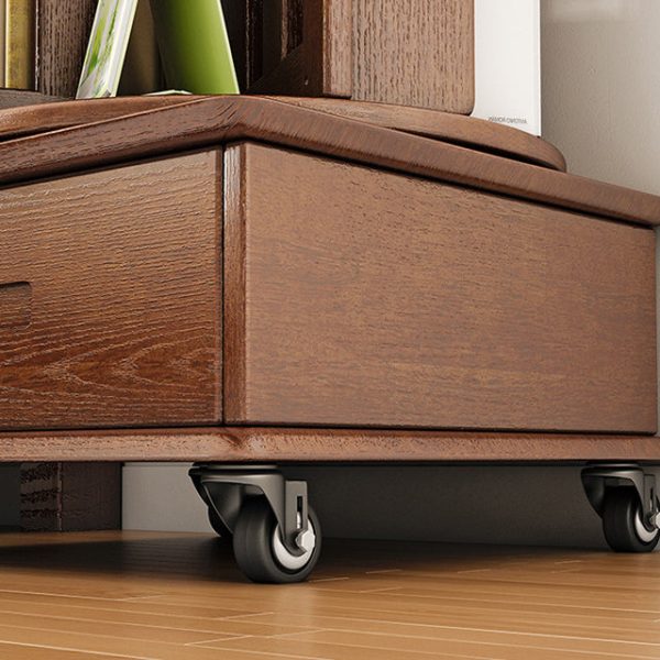 Contemporary Simplicity Round Square Storage Rotatable Bookshelf Solid Wood Hardware Nightstand 1 - Drawer For Bedroom - Image 16