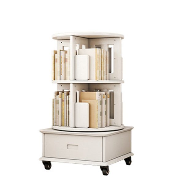 Contemporary Simplicity Round Square Storage Rotatable Bookshelf Solid Wood Hardware Nightstand 1 - Drawer For Bedroom - Image 31