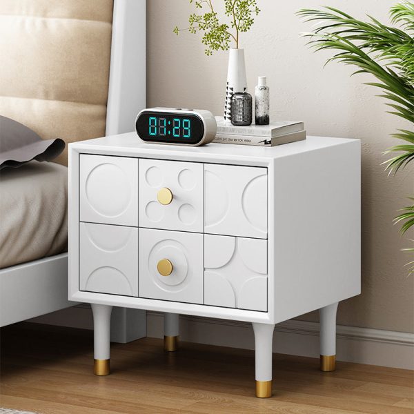 Contemporary Retro Square Cube Solid Wood Rubber Wood Hardware Nightstand 2 - Drawer For Bedroom - Image 13
