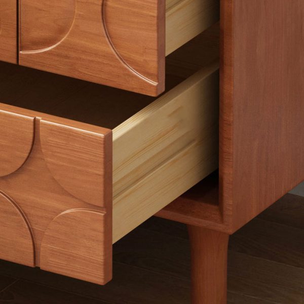 Contemporary Retro Square Cube Solid Wood Rubber Wood Hardware Nightstand 2 - Drawer For Bedroom - Image 7