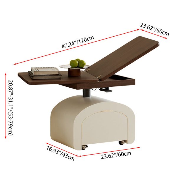 Contemporary Nordic Walnut Aluminum Alloy Pine Foldable Coffee Table 1 - Drawer For Living Room - Image 4