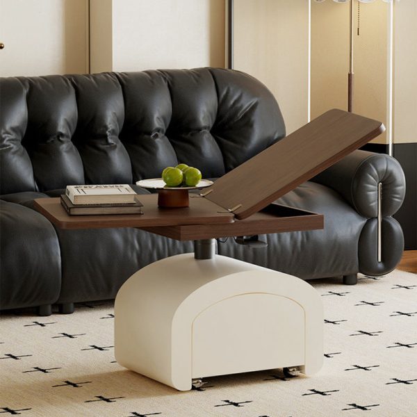 Contemporary Nordic Walnut Aluminum Alloy Pine Foldable Coffee Table 1 - Drawer For Living Room - Image 3