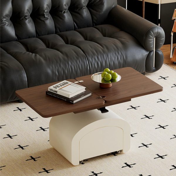 Contemporary Nordic Walnut Aluminum Alloy Pine Foldable Coffee Table 1 - Drawer For Living Room - Image 13