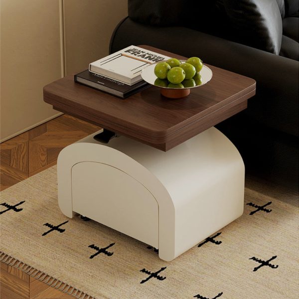 Contemporary Nordic Walnut Aluminum Alloy Pine Foldable Coffee Table 1 - Drawer For Living Room - Image 2