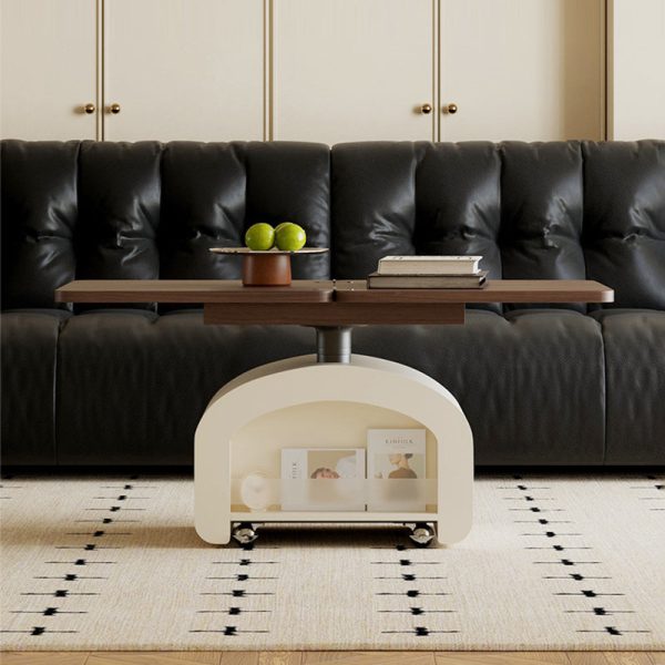 Contemporary Nordic Walnut Aluminum Alloy Pine Foldable Coffee Table 1 - Drawer For Living Room
