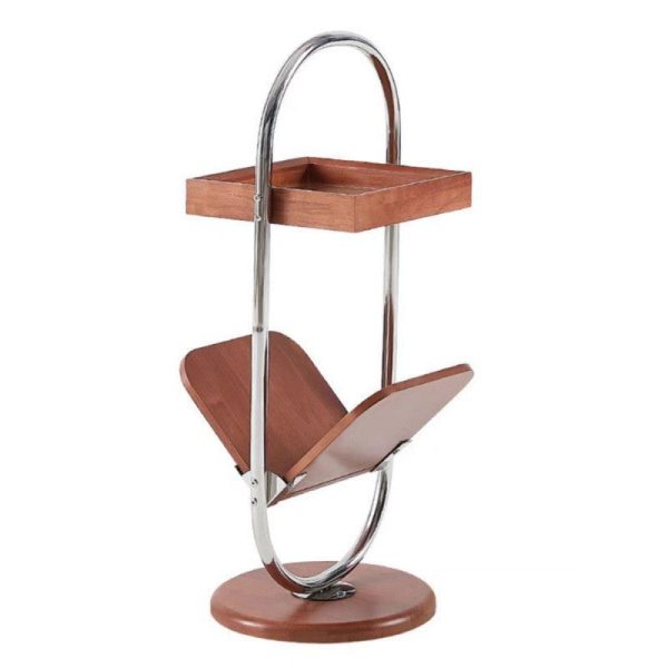 Contemporary Retro Geometry Pine Stainless Steel Bookshelf Side Table 2 - Tier For Living Room - Image 17