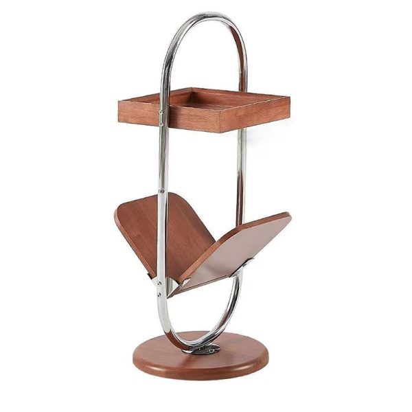 Contemporary Retro Geometry Pine Stainless Steel Bookshelf Side Table 2 - Tier For Living Room - Image 18